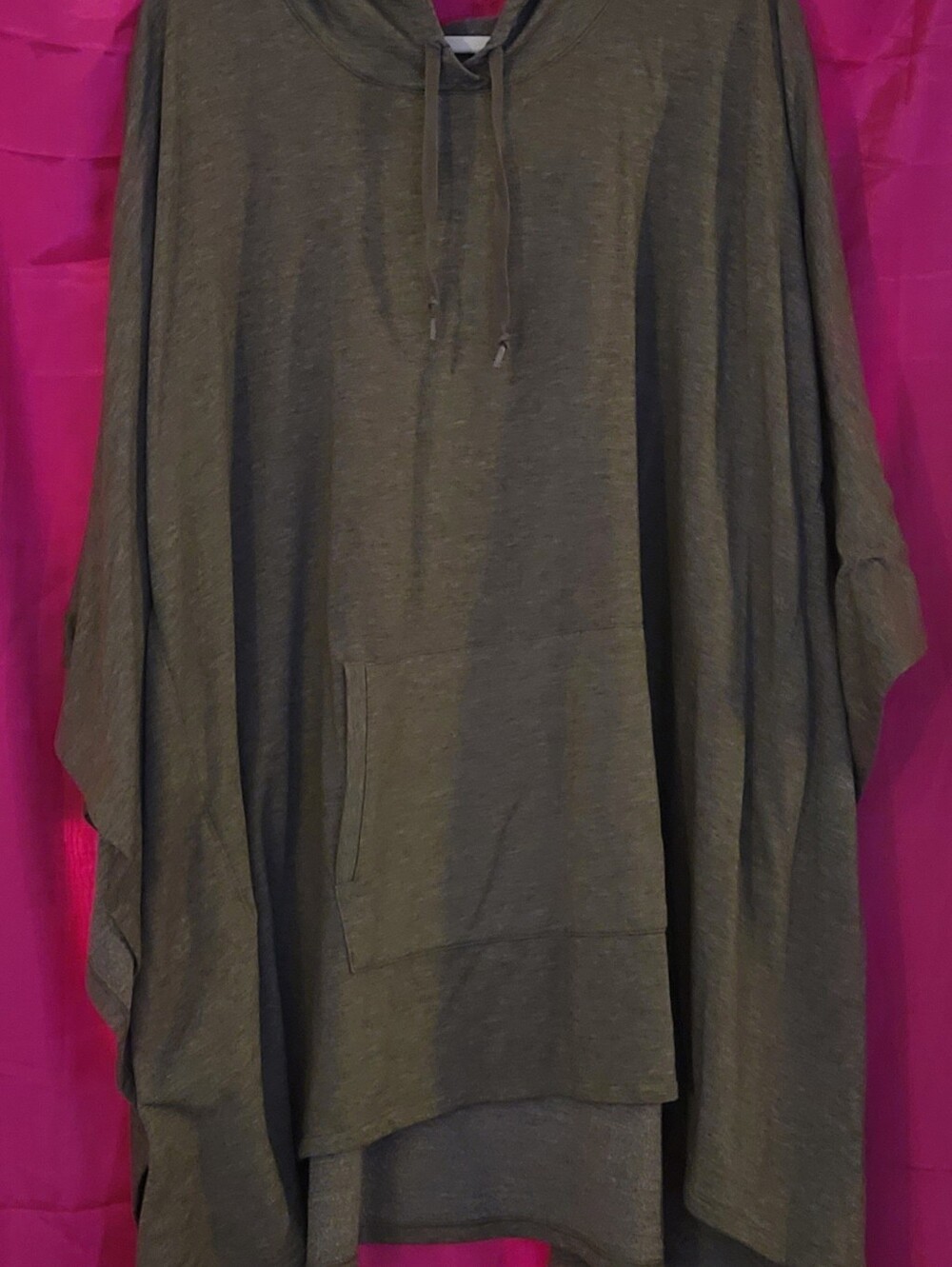 Oversized Hooded Poncho in Olive Green